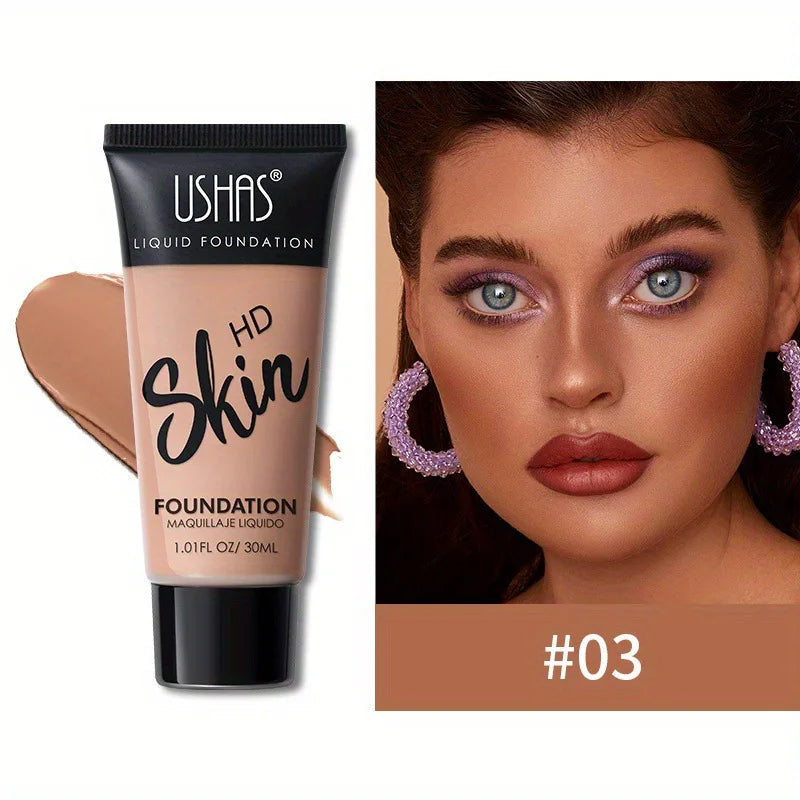 USHAS Concealer Matte Liquid Foundation Brightening Long-lasting Moisturizing Oil Control Waterproof Skin Natural