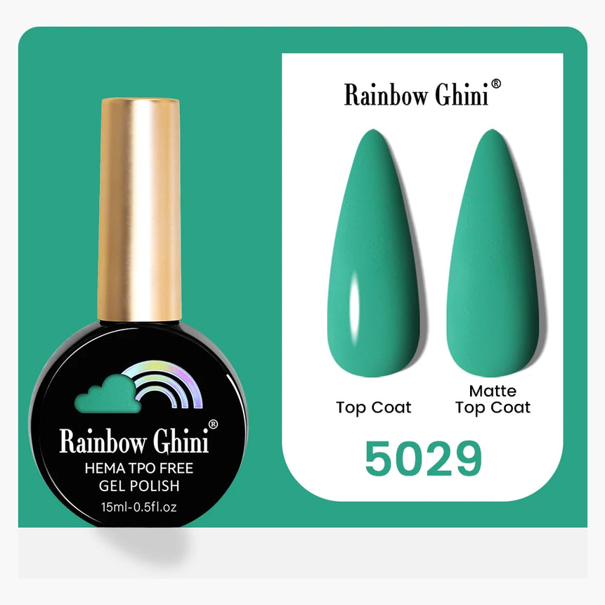 Rainbow Ghini 15ML 146 Colors Long-Lasting Colorful Gel Nail Polish Professional UV/LED Gel Polish Base Coat Matte Top Coat