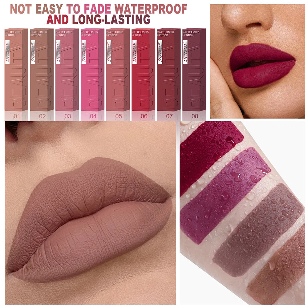 8pcs Liquid Matte Lipstick Velvet Matte Women'S Makeup ,Long-lasting Waterproof Non-stick Cup Non-fade Lip Gloss , Waterproof an