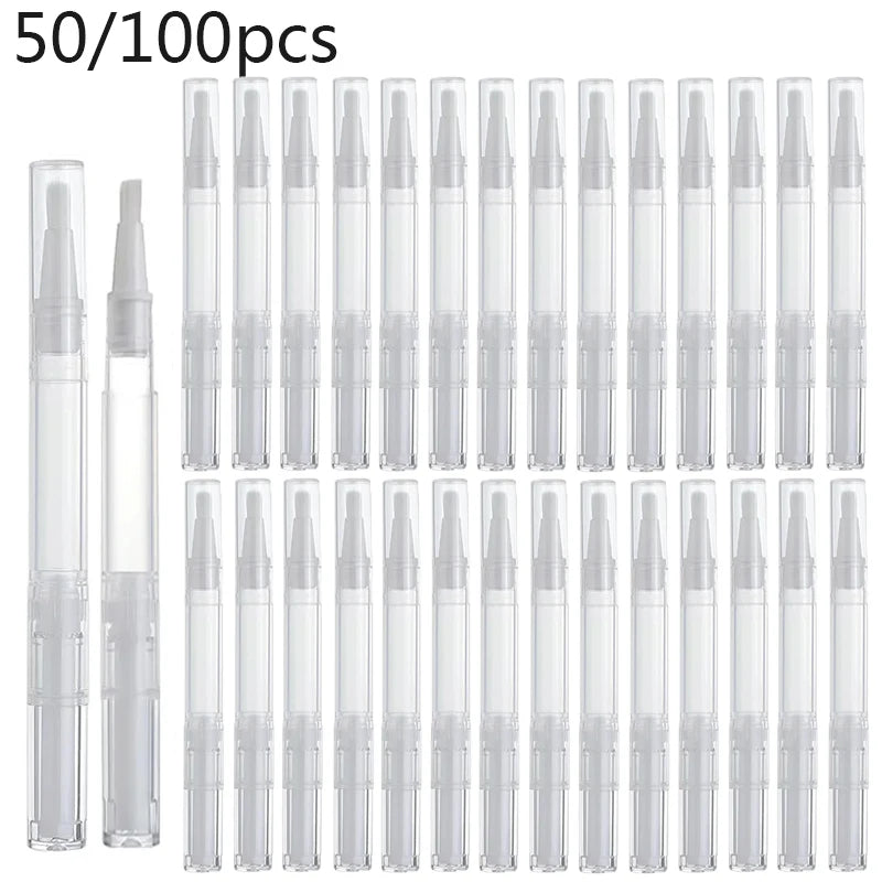 50/100pcs 3/5ML Empty Nail Oil Pen with Brush Transparent Twist Cuticle Oil Pen Cosmetic Container Pen Lip Gloss Tube wholesale
