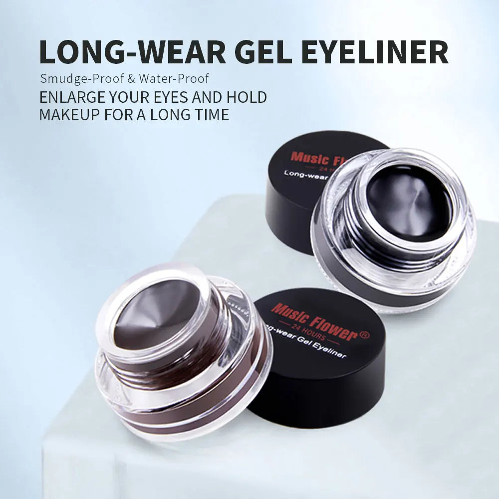 1Pc Waterproof Eyebrow & Eyeliner Gel Set with Brush,Smooth, Long-Lasting Color for All Skin Types