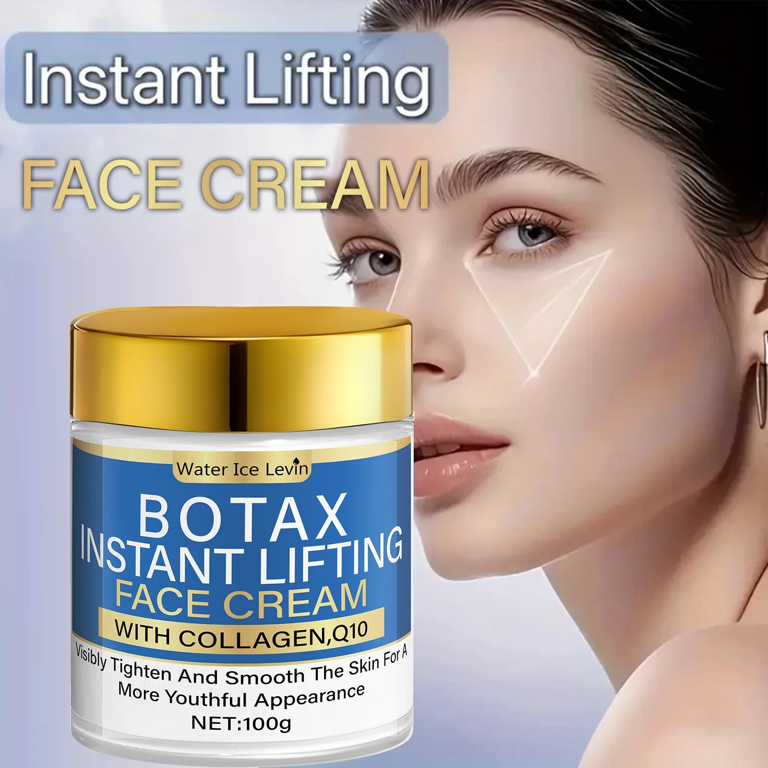 Crema Facial Lifting con Colágeno y Q10 100g, con Ceramidas, Efecto Tensor y Nutritivo, para una Piel Más Firme, Listo para Envi