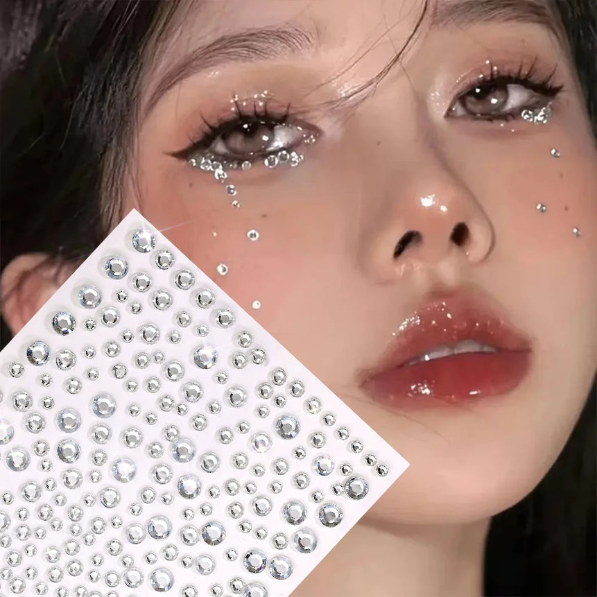 1pc Red Face Gems Jewels Rhinestone Stickers Self Adhesive Gems Stickers DIY Bling Jewel Crystal Sticker for Hair Face Eyes Body
