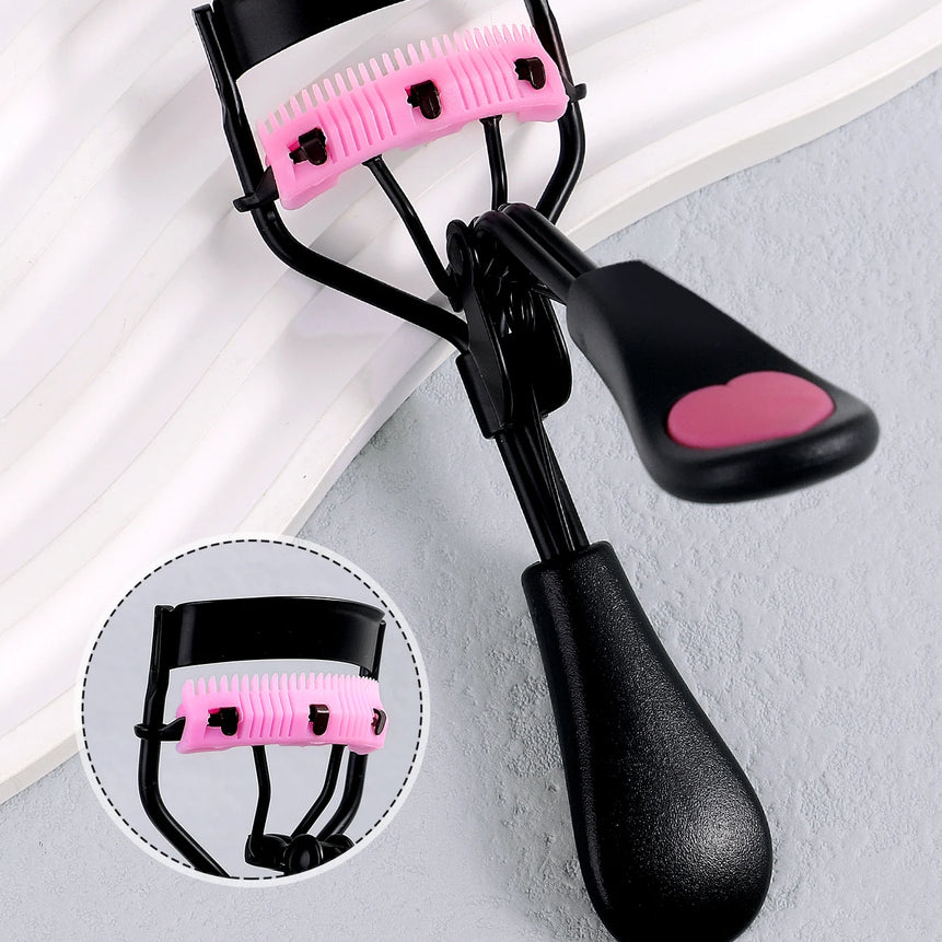 1 stainless steel eyelash curler with comb, lasting shaping big eyes, no harm to eyelashes, suitable for all eye types and eye e