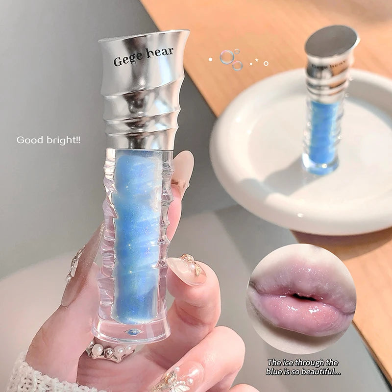 Gege bear Water Light Mirror Lip Gloss Ice-Clear Jelly Lip Moisturizing and Color-Enhancing Lip Gloss