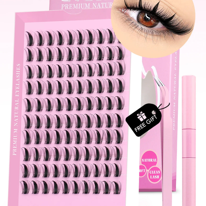 GROINNEYA DIY Lash Kit 10-18mm Manga Lashes Mixed Tray Lash Clusters Individual Eyelashes Kit with Lash Bond DIY Lashes