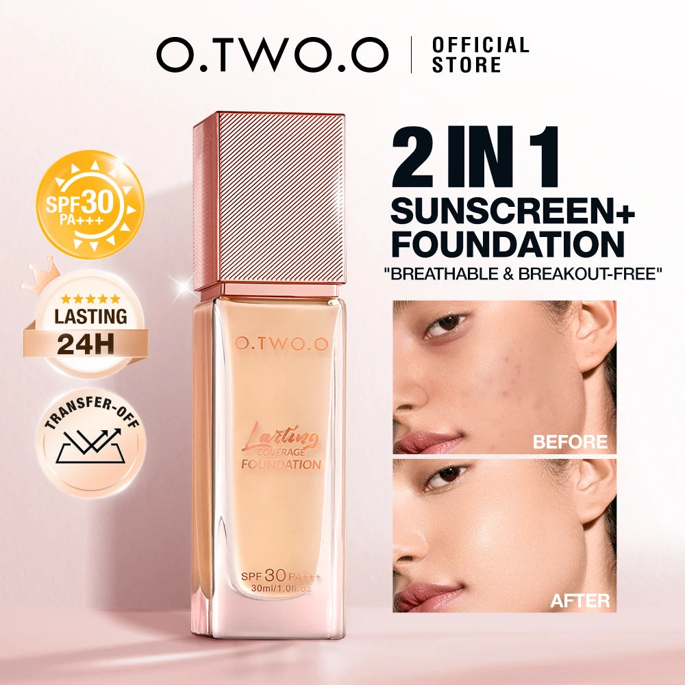 O.TWO.O Liquid Foundation | Matte, Moisturizing, Oil-Control, Long-Lasting, Waterproof Makeup