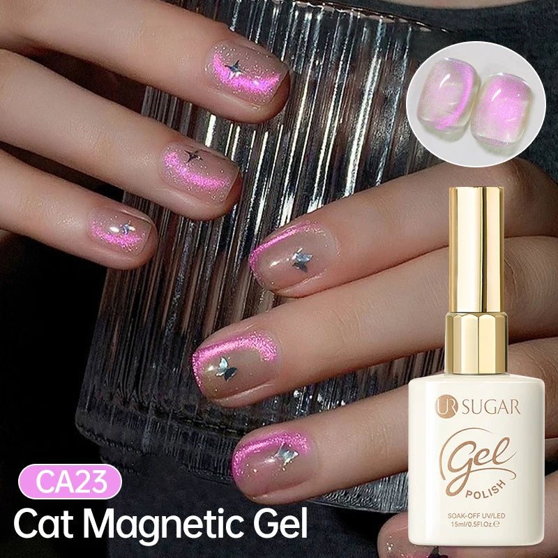 UR SUGAR 15ml Jelly Pink Cat Magnetic Gel Nail Polish Glitter ICE Soak Off Ceramic UV Gel Semi-permanent Nail Supplies Manicure
