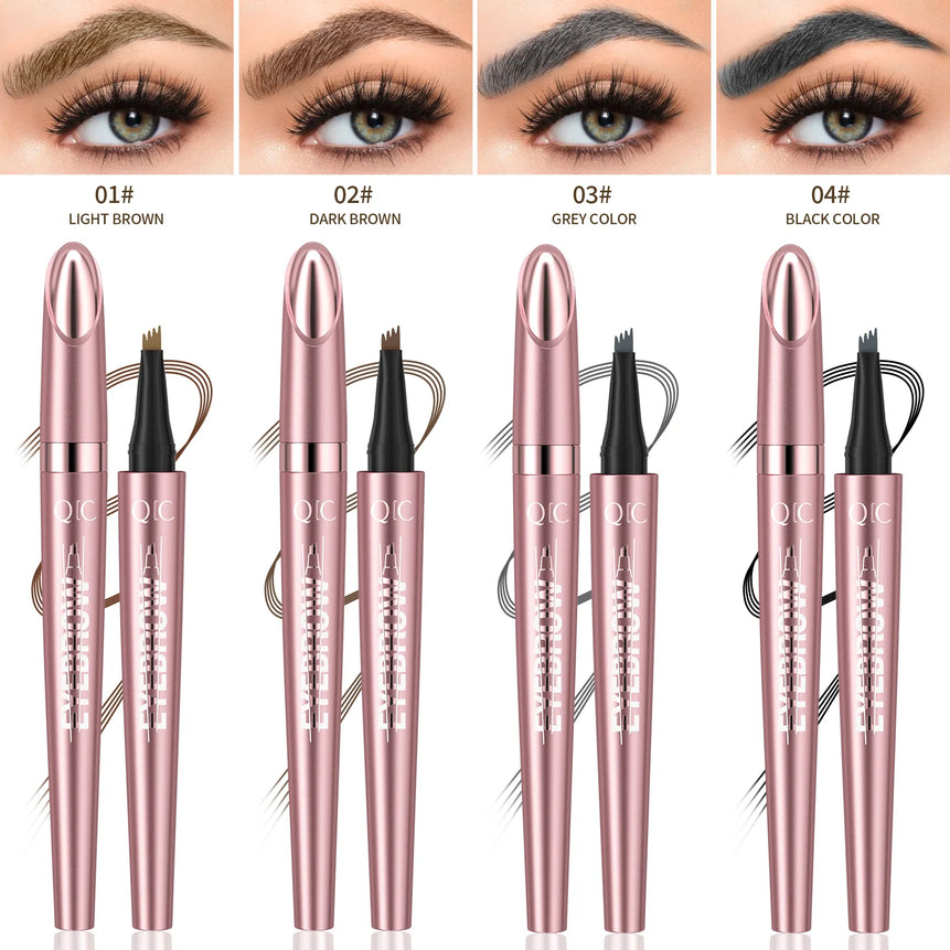 4 Fork Tip Eyebrow Pencil 3D Microblading Waterproof Dark Brown Natural Colour Fine Stroke Magic Eyebrow Pencil 2024 New Ladies