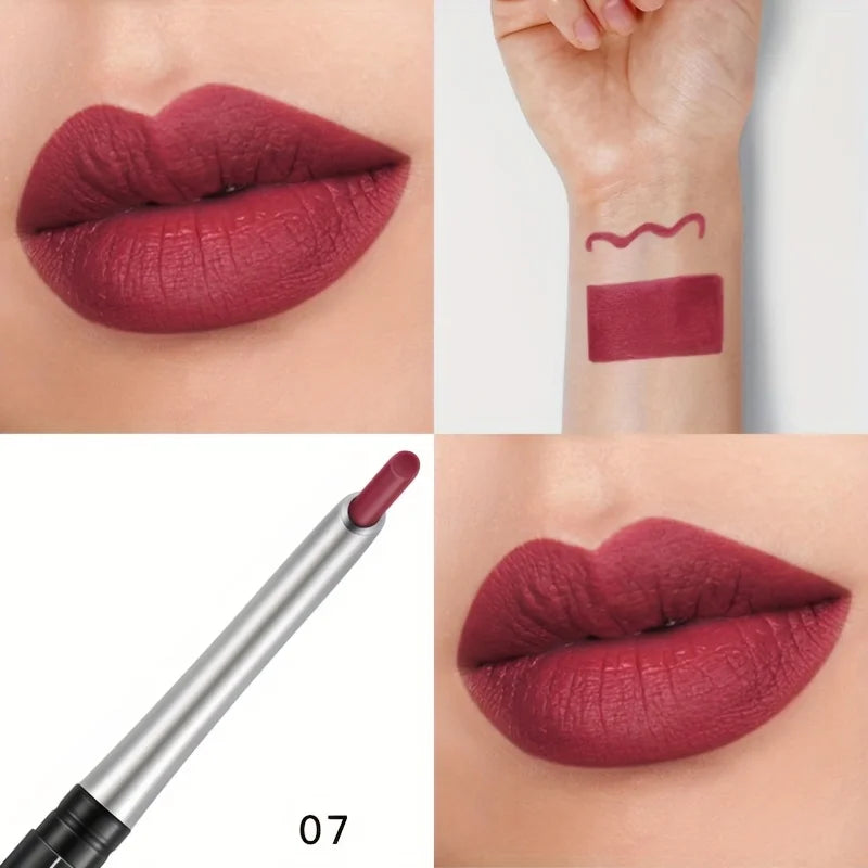 Waterproof Matte Lipliner Pencil Red Contour Tint Lipstick Long Lasting Non-stick Cup Moisturising Lips Makeup Cosmetic