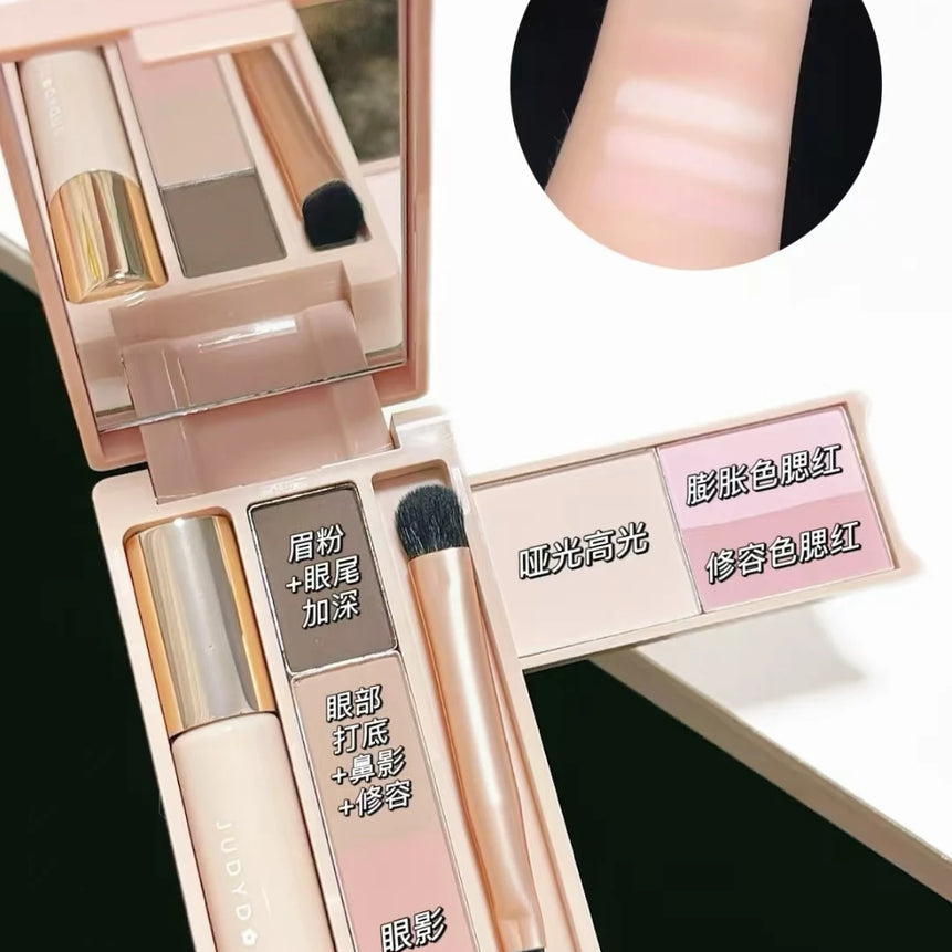 Judydoll Eyebrow Palette All-in-One Portable Powder Travel Makeup Set MultiFunction Mascara Blush Contouring