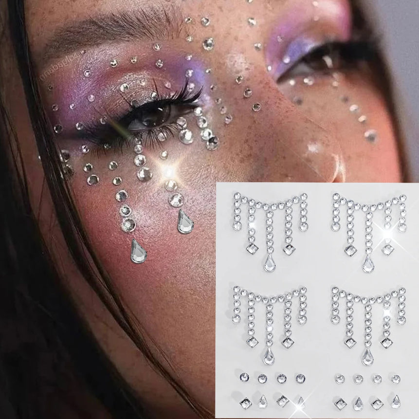 1pc Red Face Gems Jewels Rhinestone Stickers Self Adhesive Gems Stickers DIY Bling Jewel Crystal Sticker for Hair Face Eyes Body