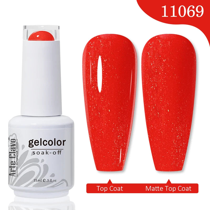Arte Clavo 15ml Rose Red Pink Color Gel Nail Polish Autumn Winter Hot Sale Long Lasting Soak Off For Manicure Nail Art Gel