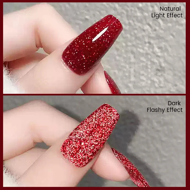 UR SUGAR 15ml Red Reflective Shining Nail Gel Polish Sparkling Semi Permanent Soak Off UV Gel Glitter DIY Nail Art for Winter