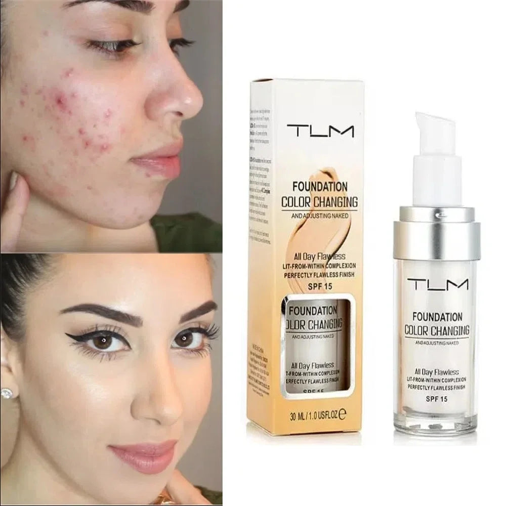30ml TLM Liquid Foundation | Color-Changing Nude Base, Full Coverage, Matte, Long-Lasting Makeup