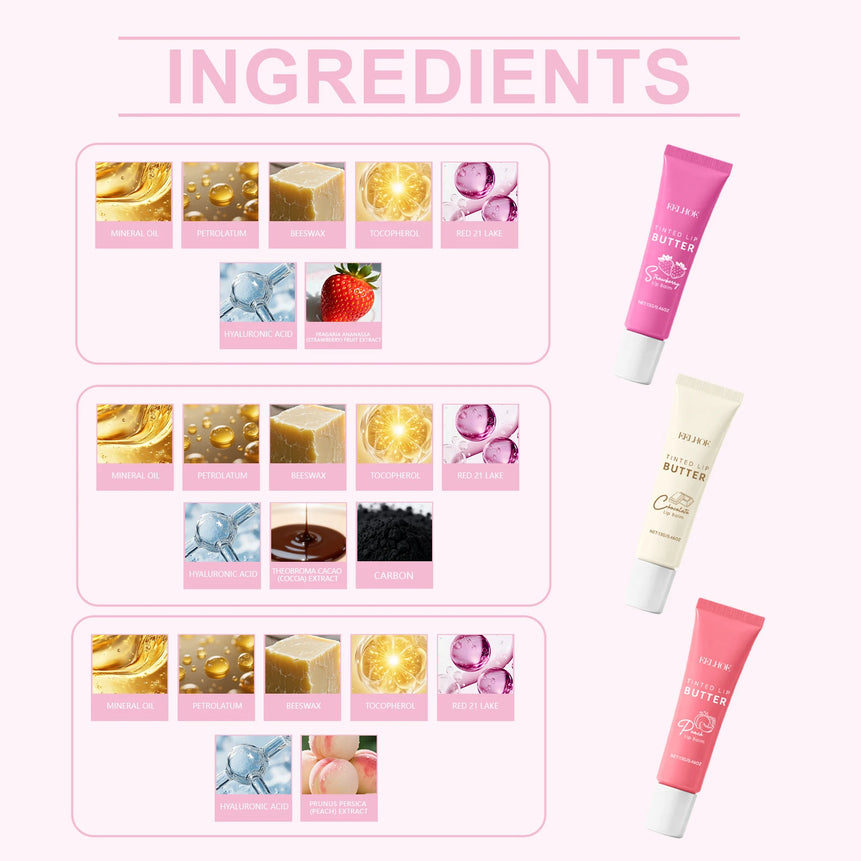 3 Packs Tinted Lip Balm Set Christmas Gift Box Hydrating Lip Care with Sheer Color Moisturizing Lipstick for Dry Chapped Lips