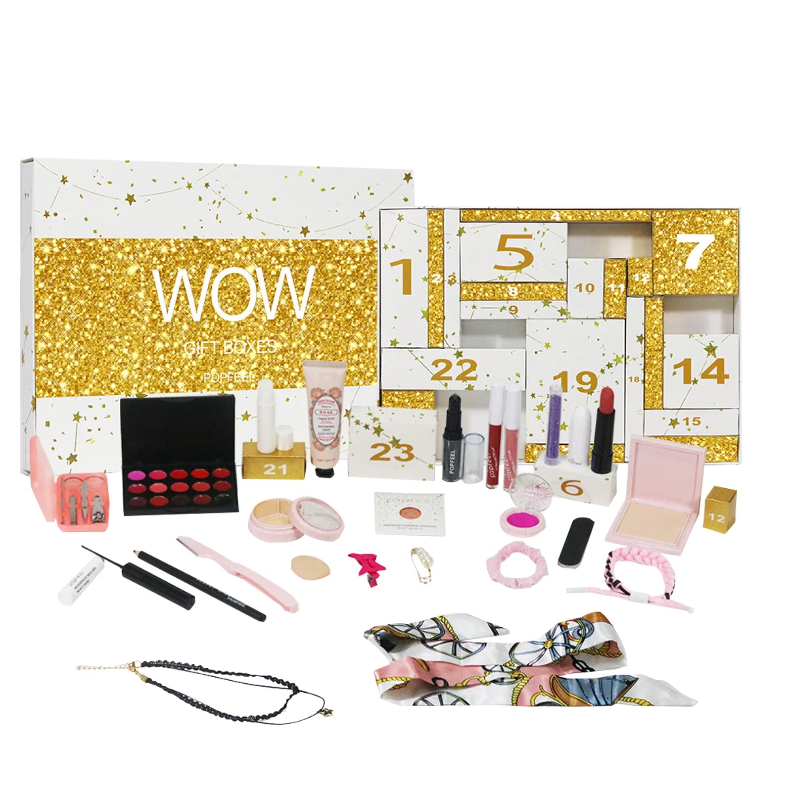 Christmas Advent Calendar 2023 Makeup Tools Countdown Calendar Gift Box Lipstick Eye Shadow Cosmetics Set Party Favors For Women