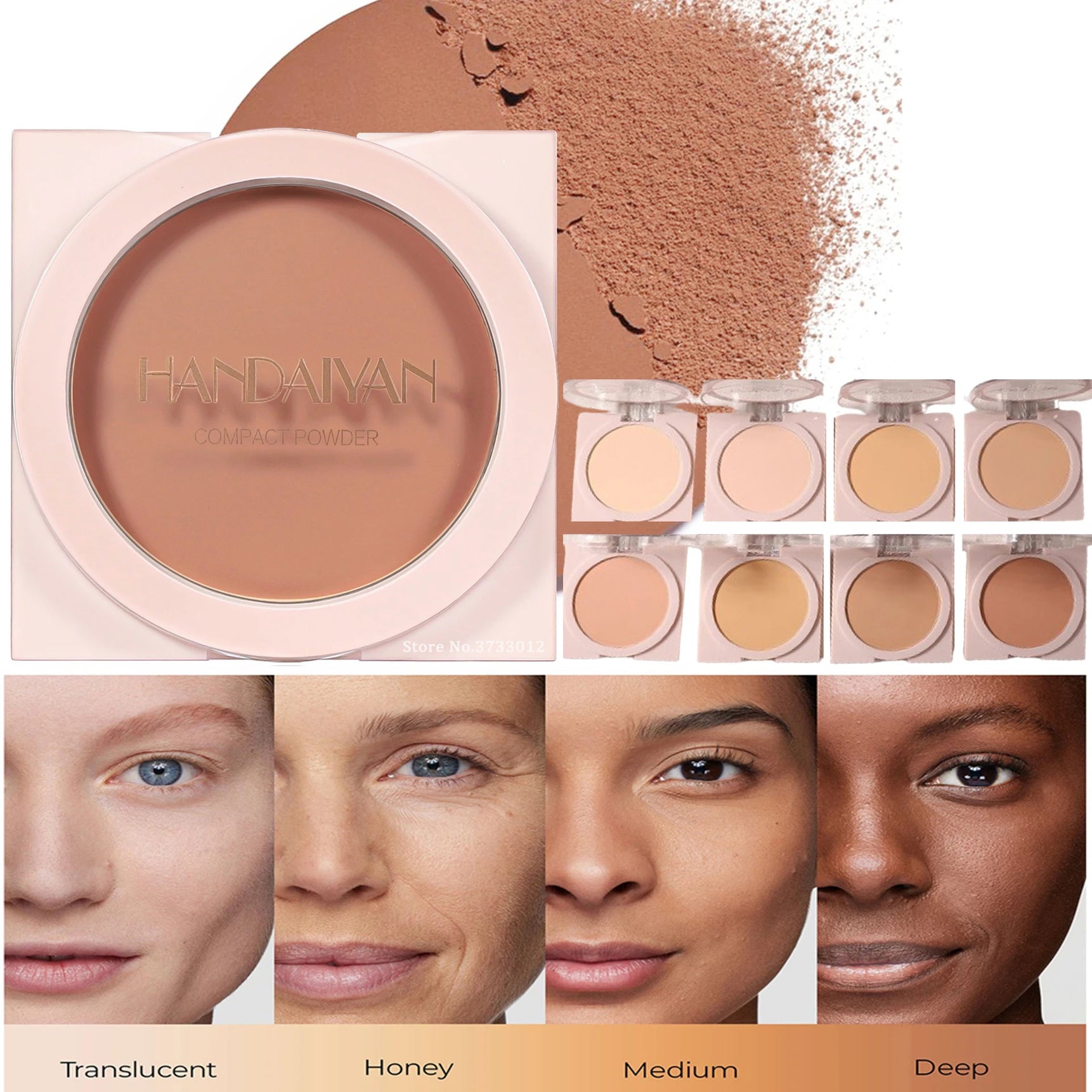 Wheat Powder Matte Finish Sweatproof Oil Control Dry Wet Dual-use Dark Skin Foundation Pressed Powder