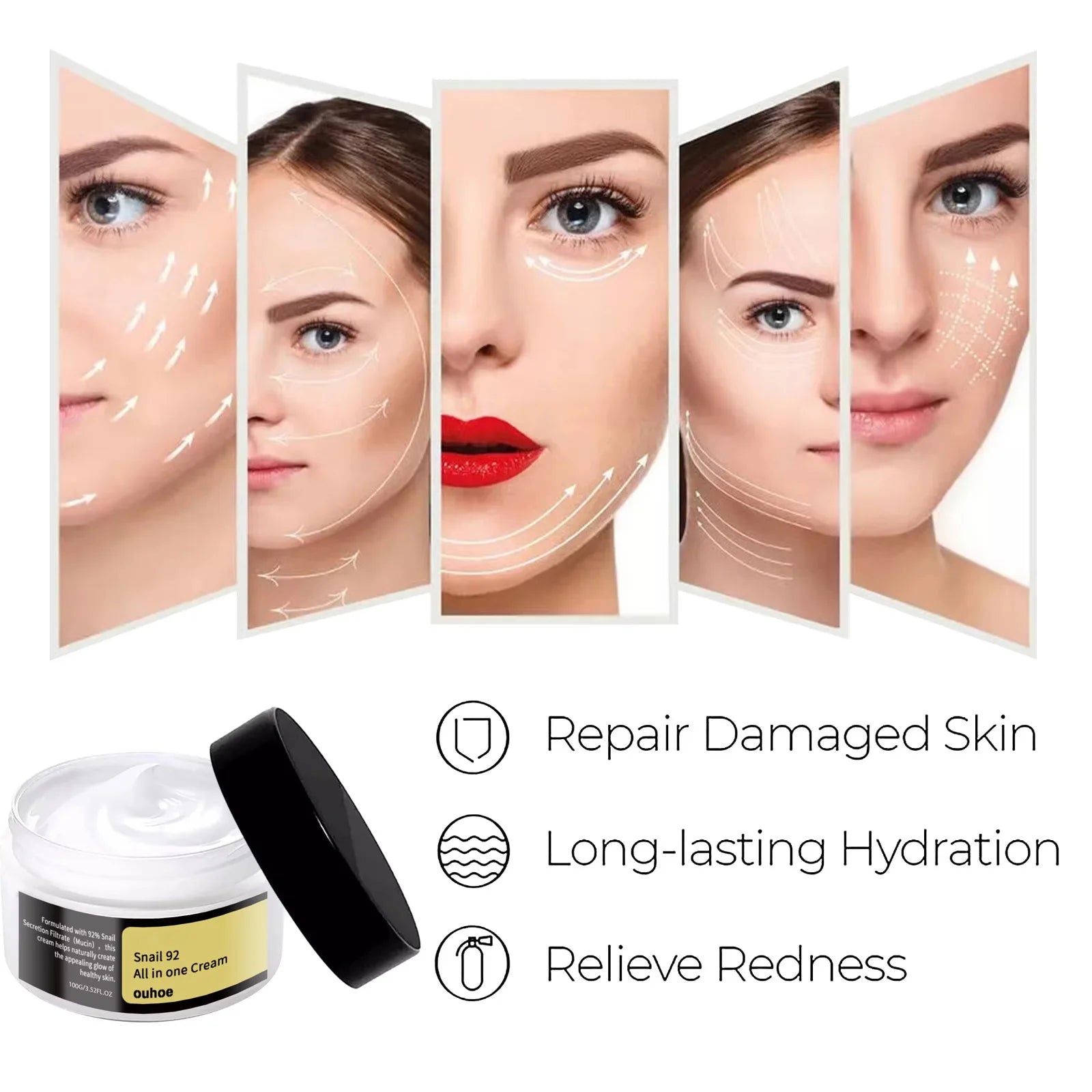 Snail Anti Aging Serum Cream Collagen Advanced Moisturizing Firming Tightening Fade Fine Lines Shrink Pores Smooth Skin Care