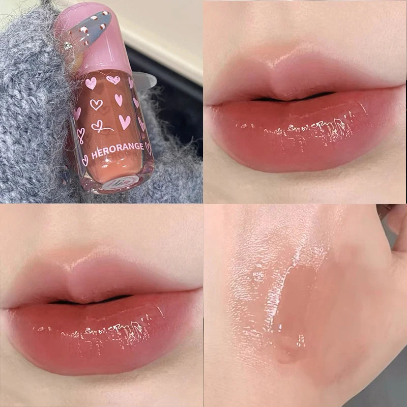 Herorange~ Moisturizing Glossy Lip Gloss, Hydrating Mirror-Like Moisturizing, Plumping Lips, Summer Color-Enhancing and Brightening Cross-Border Lip Gloss