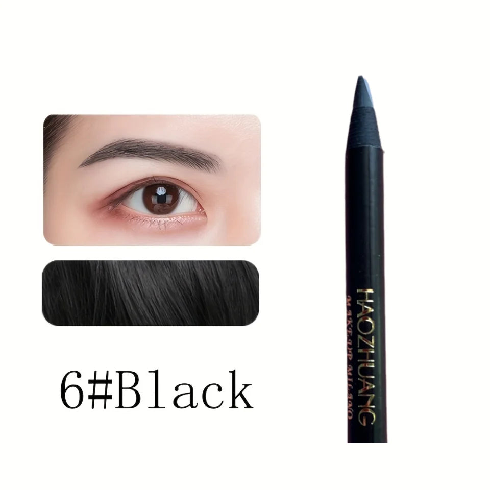 High quality HAOZHUANG pull eyebrow pencil black leather makeup wild line eyebrow pencil hard core flat head pen White pen