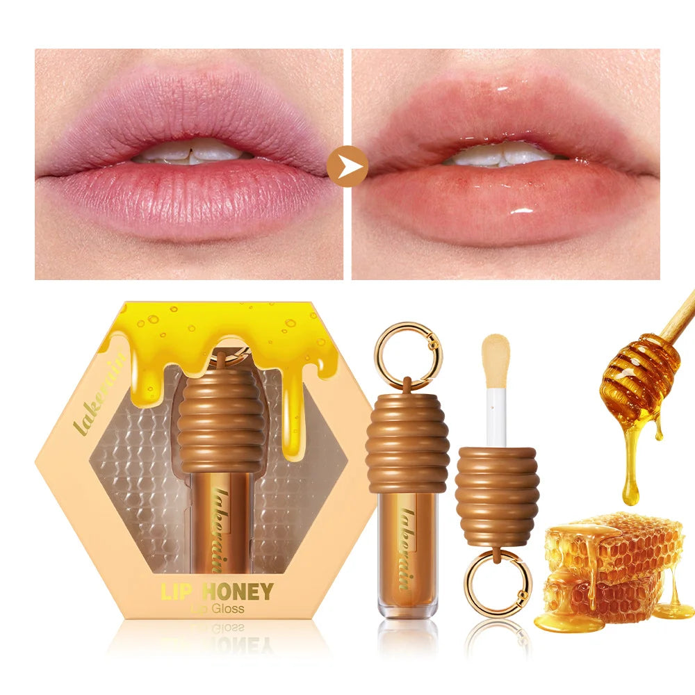 Lip Gloss Plumper Hydrating Lip Balm Smooth Long Lasting Moisturizing Nourishing Lips Honey Oil Non Sticky Cosmetics Bag Clip Ri