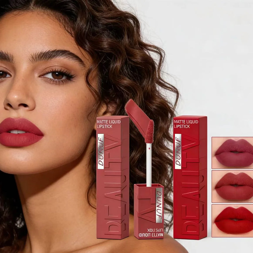 Matte Velvet Lipstick Lip Gloss Waterproof Smooth Long-Lasting Non-sticky Non-transfer Deep Red Nude Y2K Daily&Party Makeup Gift