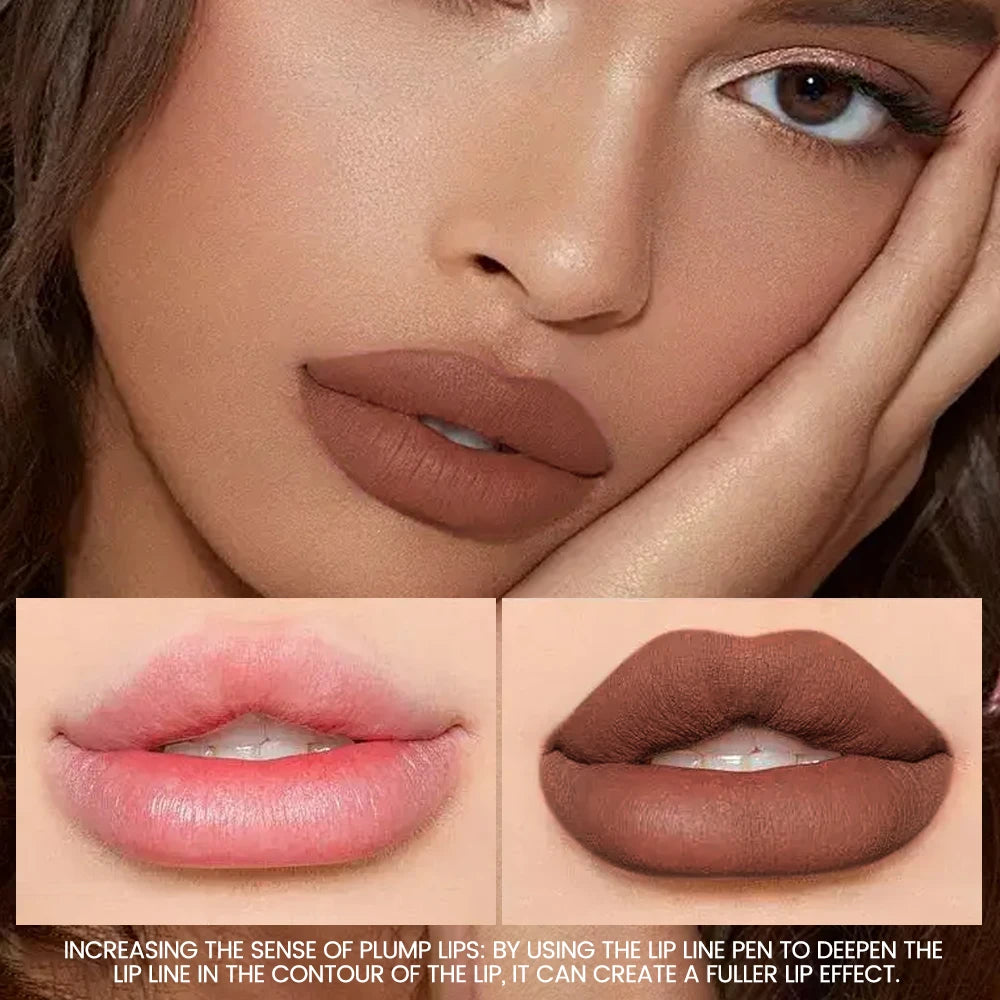Pudaier 6-Color Waterproof Matte Lip Liner - Long-Lasting, Non-Transfer Formula, Matte Finish, 6 Versatile Shades