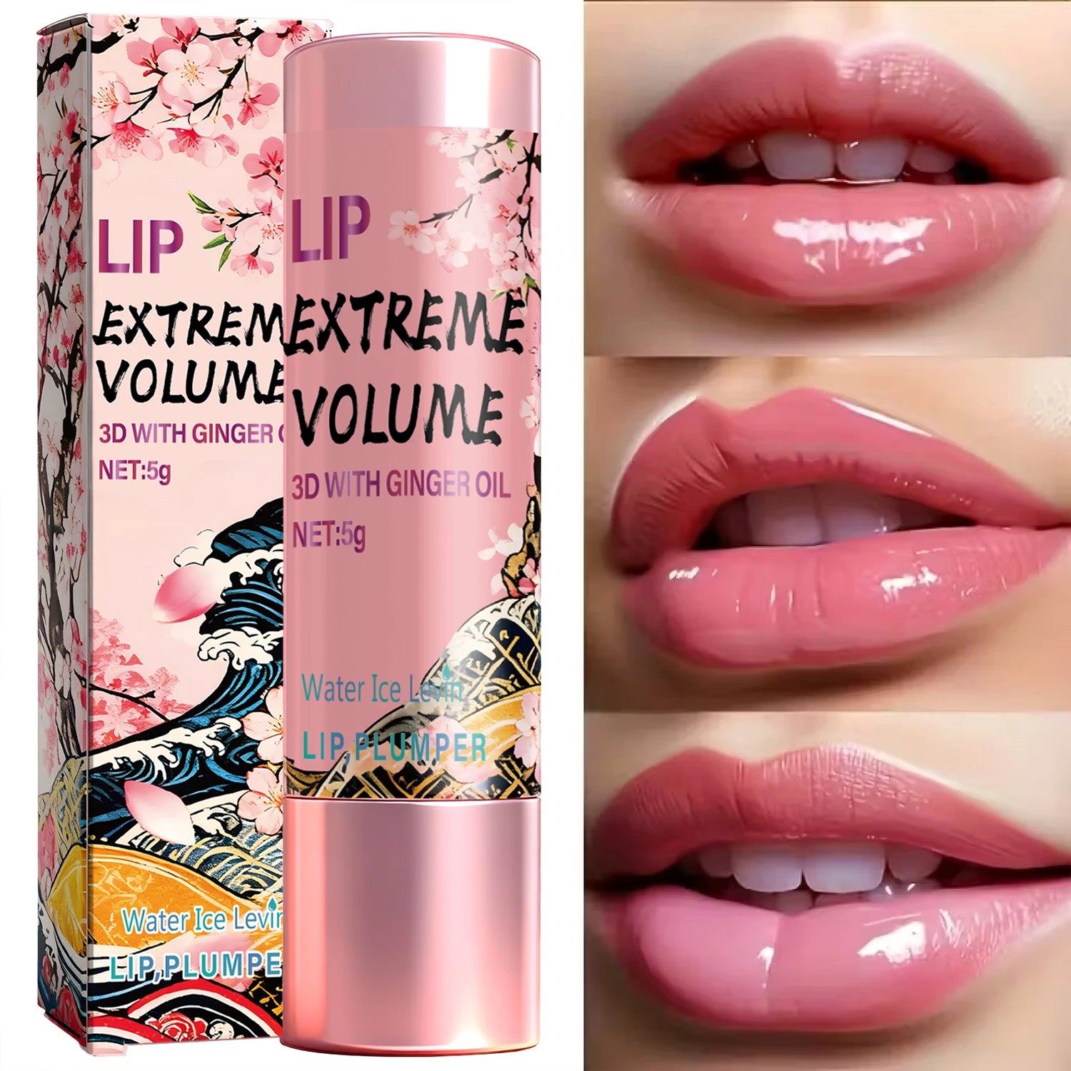Lip Plumper 5g with Ginger Oil & Peptides - Moisturizing Non-Sticky Lip Balm, Smooth & Voluminous Lips