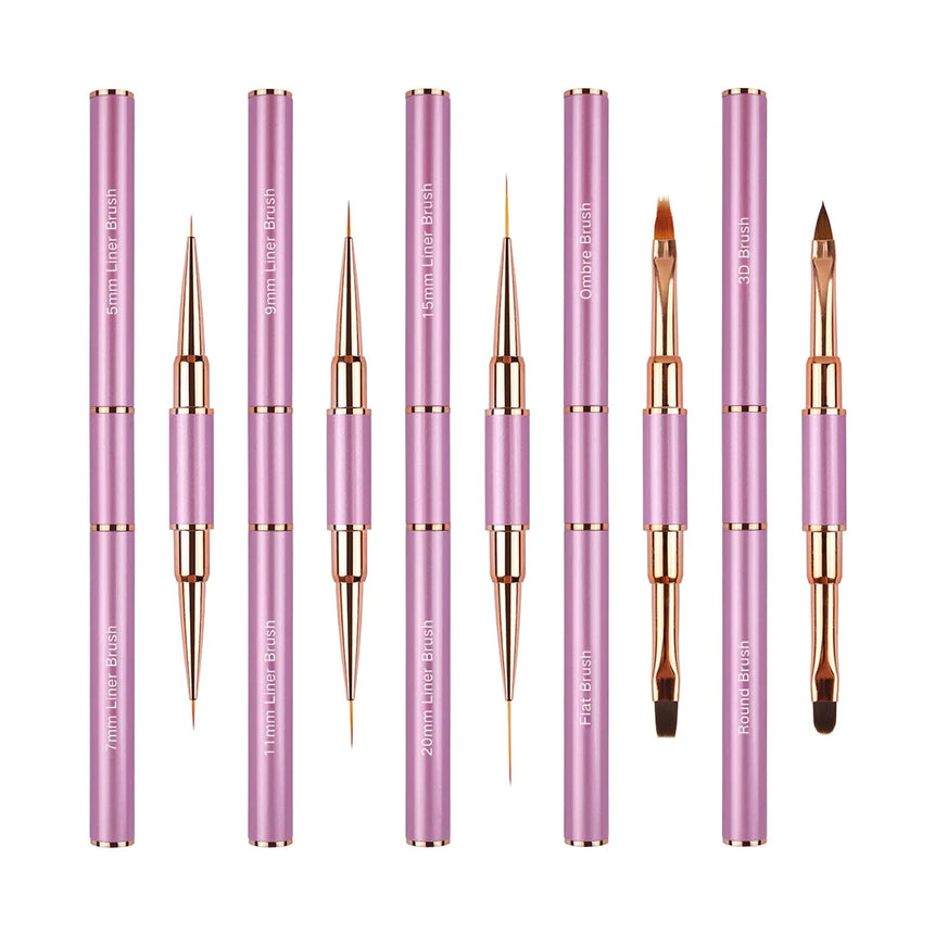 Nail Art Brush Set 5pcs Double-Ended Nail Art Brushes For Long Lines, Thin Liner Brush For Nails Detail Professional nail tools