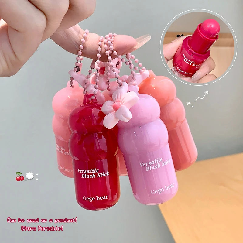 Gege bear powder blusher cream moisturizing natural powder blusher lipstick two in one cosmetics