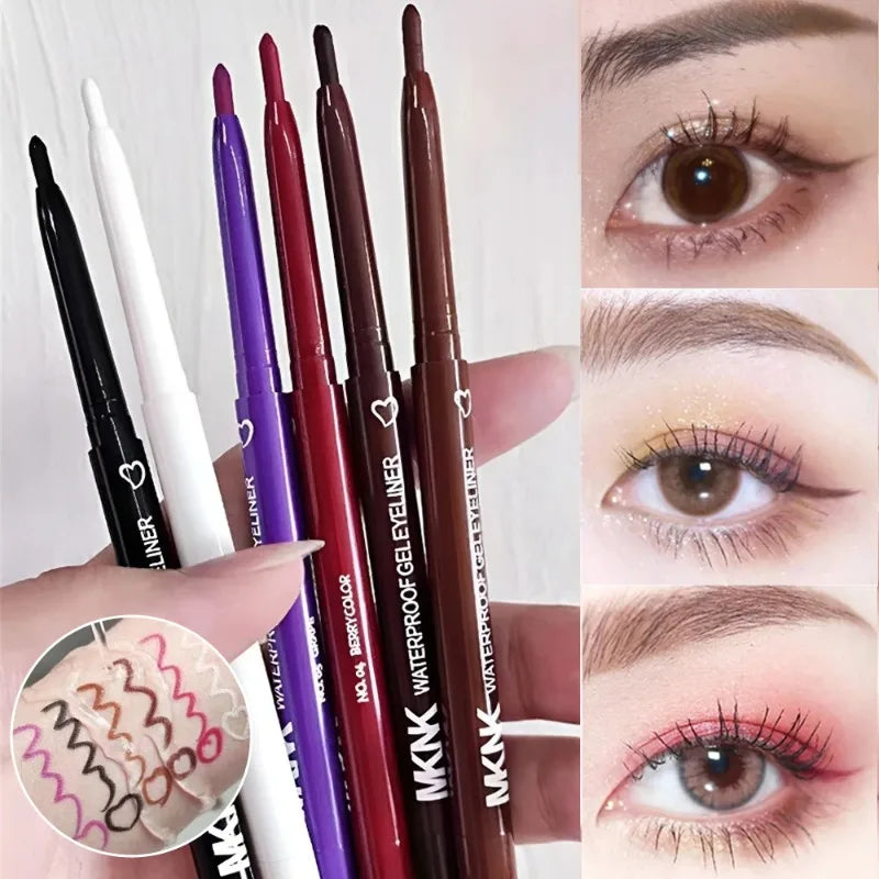 6 Colors Eyeliner Pencil Waterproof Long-lasting Red Black Brown Eyeliner Easy Wearing Quick Dry Smooth Eye Liner Gel Eye Makeup