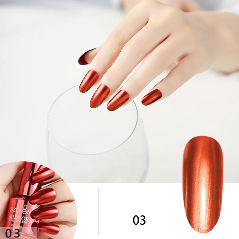 12 Colors Mirror Polish Long-lasting Quick-drying Metallic Silver Purple Rose Gold Nail Polish Is Not Peelable Nails Gel Varnish