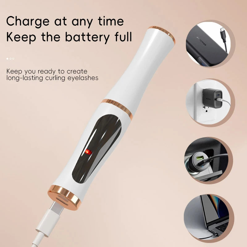 2025 New Electric Heated Eyelash Curler USB Powered Lash Curling Tool Natural Look Beauty Supplies for Home Travel Use