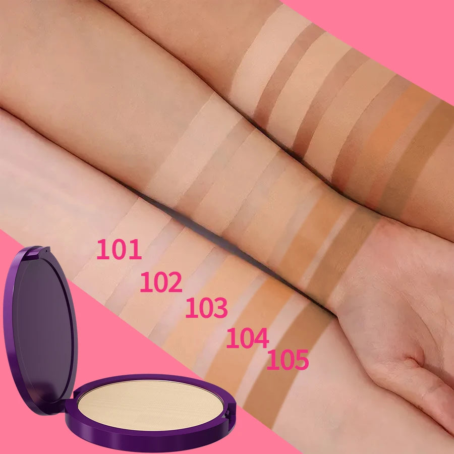 5 Colors Matte Full Natural Coverage Pressed Powder Oil Control Weightless Finishing Powder Foundation Makeup Concealer Cosmetic