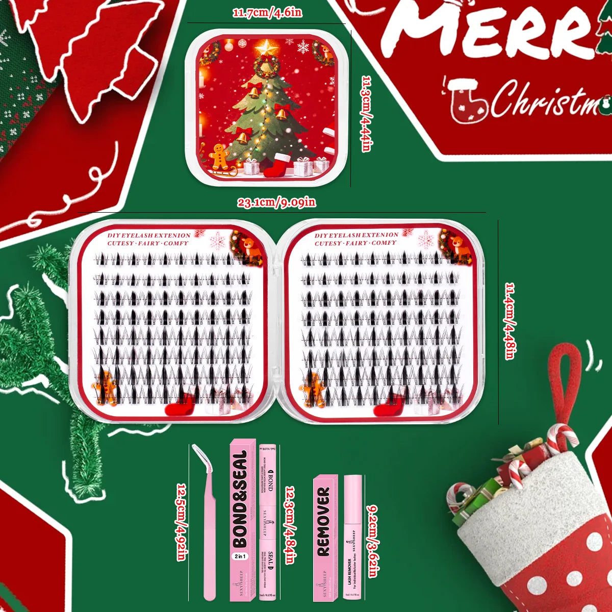 Christmas Gift Eyelash Clusters Manga Natural Look Individual Lashes Kit Lash Extension Wtih Lash Glue Use At Party Cosplay