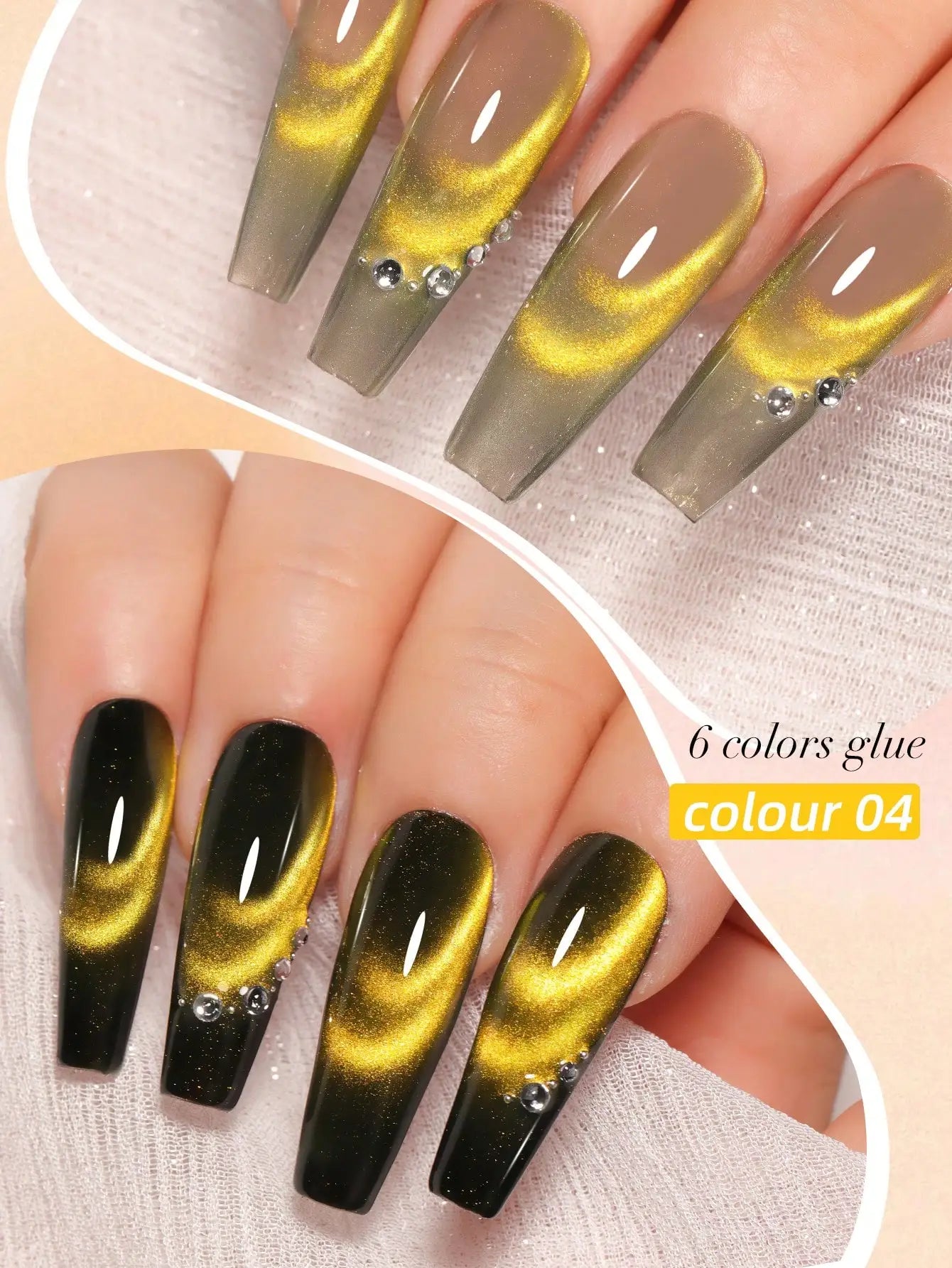 XEIJAYI 15ml Cat's Eye Gel Nail Polish Set, 5Colors Cat Eye And Black Nail Gel Quality DlY Nail