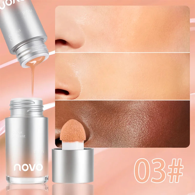 4-Color Liquid Velvet Blush, Water-Resistant & Stain-Resistant, Long-Lasting Blush For High-Pigment Color,  Festive Makeup