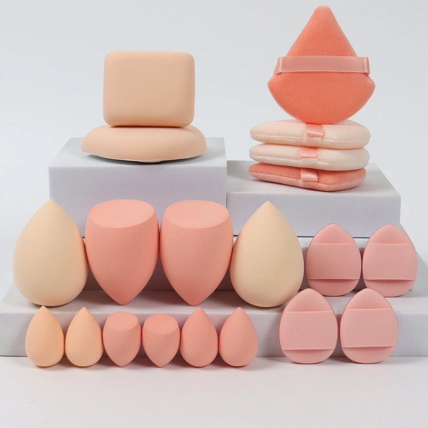 20 Pcs Pink Makeup Sponge and Makeup Puff Set Suitable for Face Cream and Powder Concealer Powder Makeup Machine