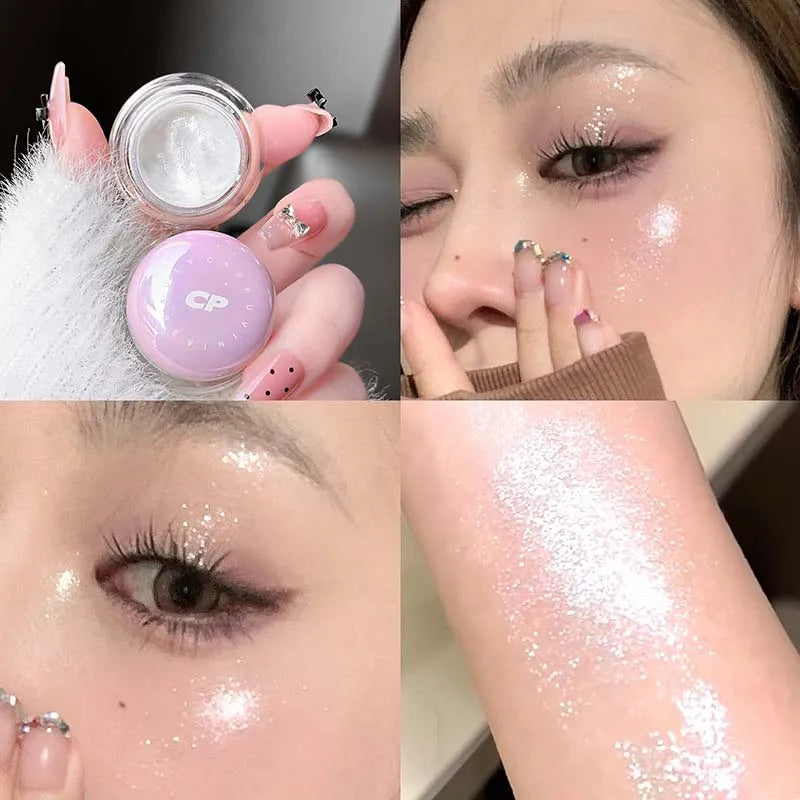 Cappuvini Radiant Highlighter Cream Gel with Fine Shimmer Pearlescent Finish High Gloss Paste for Brightening Face Makeup