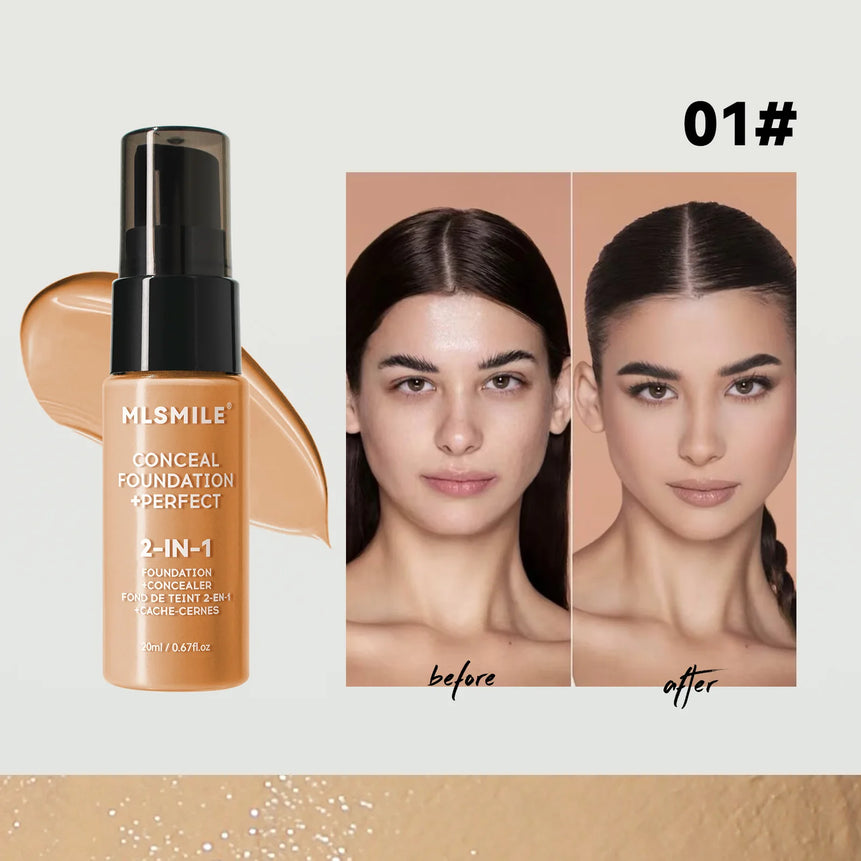 MLSMILE 6 color Liquid Foundation long-Lasting Waterproof, Moisturing Sweat resistant and easy to Oil-control