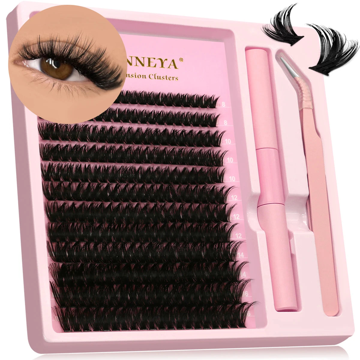 GROINNEYA DIY Lash Extension Kit Natural Volume Includes Eyelash Tweezers Bonding Glue For Salon-Quality Results at Home Makeup