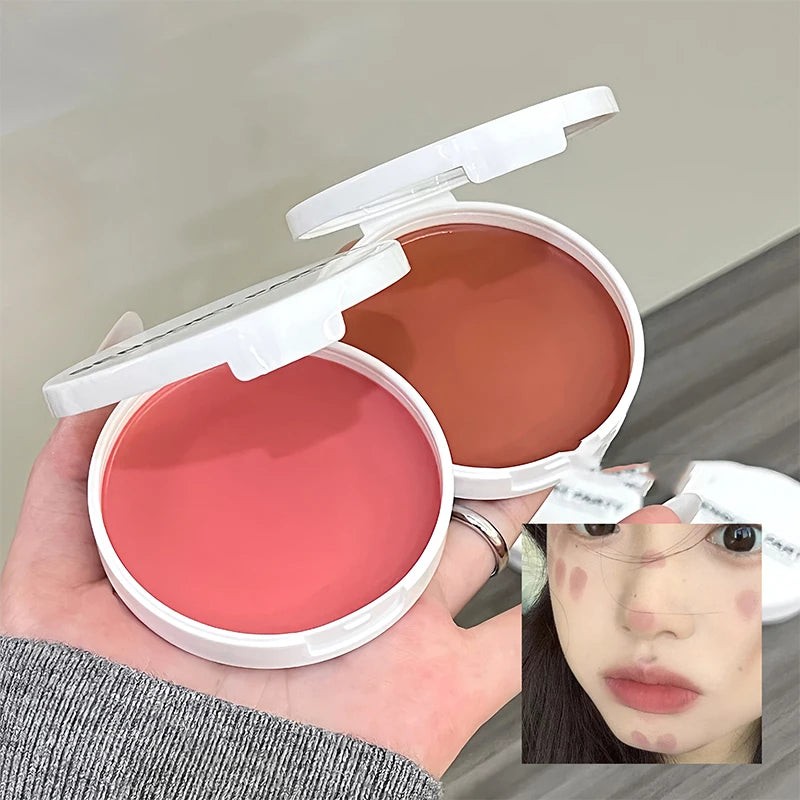 Moist Pink Blush Cream Palette Silky Smooth Matte Red Brown Lip Stick Cheek Tint Multi-purpose Cream Makeup Easy to Smudge