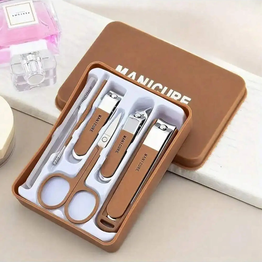 5pcs Stainless Steel Nail Cutter and Pedicure Scissors Set - Portable Manicure and Pedicure Tool Nail Clipper Set