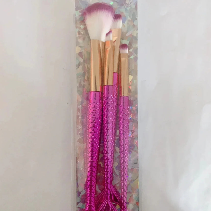 Four-piece Suit Mermaid Makeup Brush Fiber Colorful Soft Hair Loose Powder Brush Beauty Makeup Tools