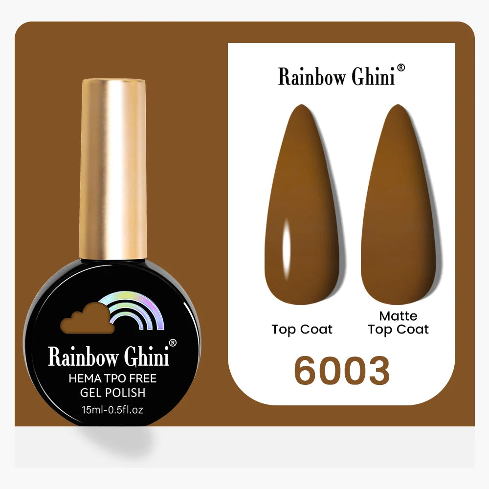Rainbow Ghini 15ML 146 Colors Long-Lasting Colorful Gel Nail Polish Professional UV/LED Gel Polish Base Coat Matte Top Coat