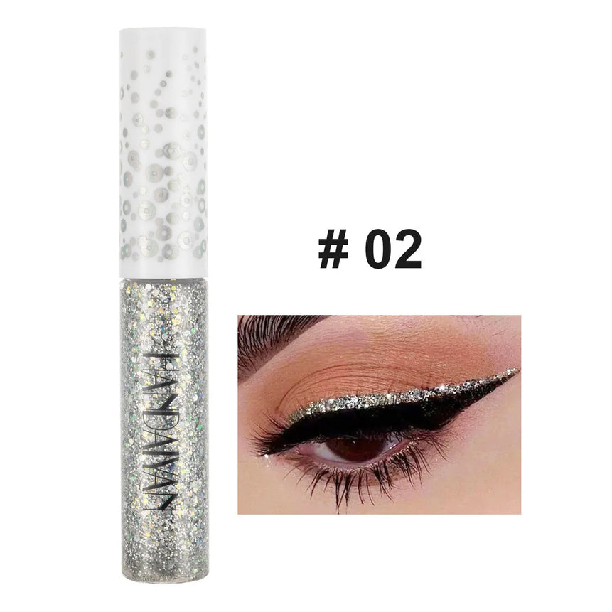 12 Colors Shiny Eye Liners Cosmetics For Women Pigment Silver Rose Gold Color Glitter Liquid Eyeliner Metallic Colorful Makeup