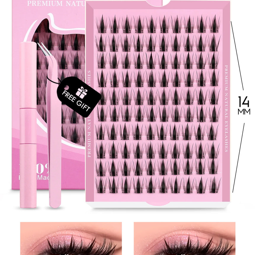 GROINNEYA Cluster Lashes Kit Manga Lashes Natural Eyelash extension Cluster Natural Volume Individual Lashes Mixed Tray Lashes