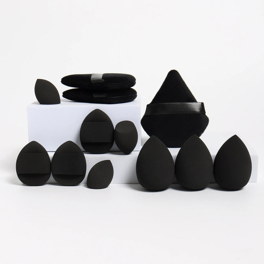 12-Piece All-Purpose Makeup Sponge Set, Made of 3 Loose Powder Puffs, 3 Mini Air Cushion Puffs, 3 Beauty Eggs and 3 Mini Beauty