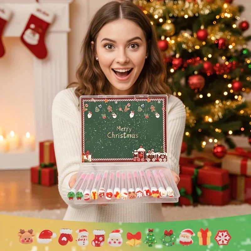 Christmas Crystal Lengthening Mascara 14Pcs/Box, Eyelash Extension Brush Tube Gift Set for Women